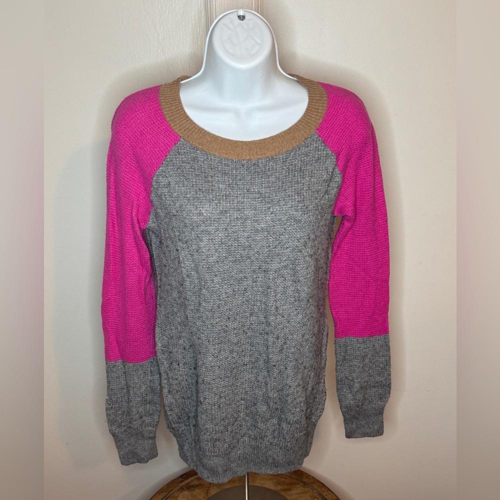 J. Crew Gray & Pink Knit Sweater